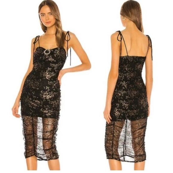 Lovers + Friends Oscar Midi Dress Black Bronze size small - Picture 1 of 12